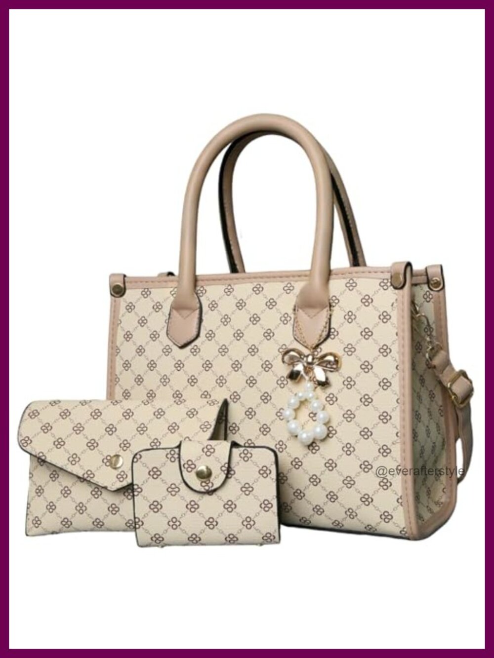 PU Leather Satchel Handbag Women 3 Piece Set Adjustable Shoulder Strap Tote